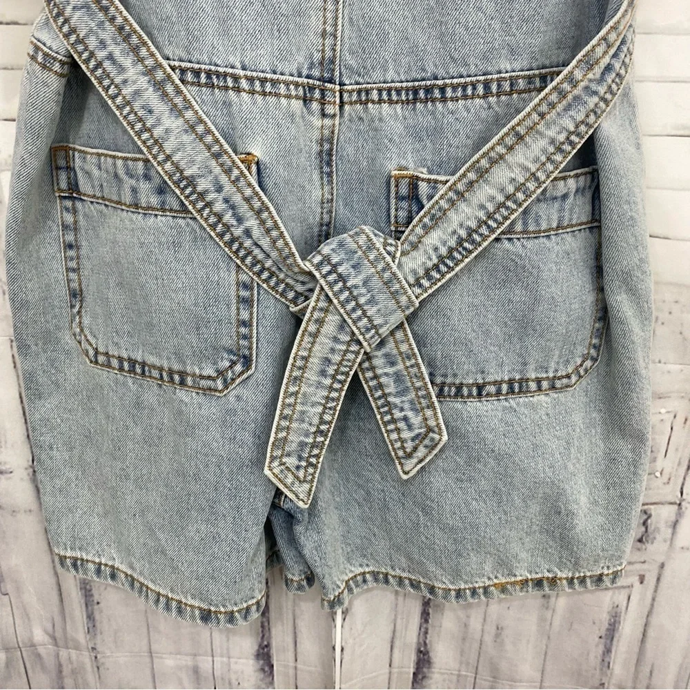 Chelsea & Violet Big Girls Size Large 1 Piece Denim Button Front Tie Back Romper - Picture 6 of 11